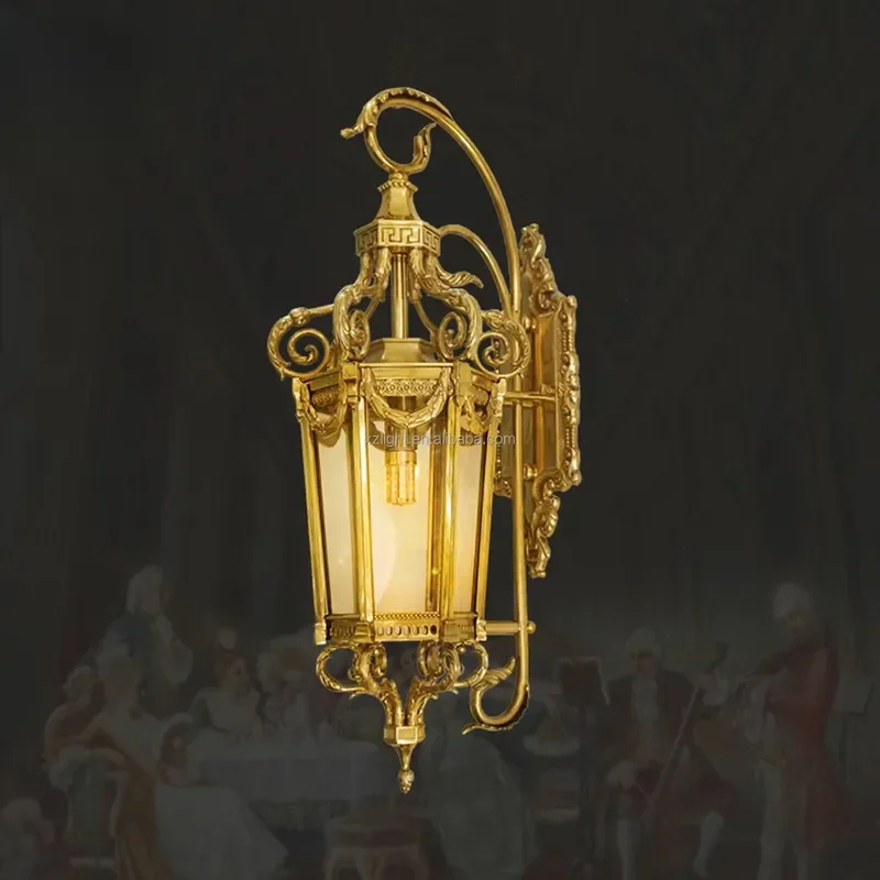 French Creative Design Villa Entrance Courtyard Garden Outdoor Brass Glass Wall Light Wall Outdoor Light