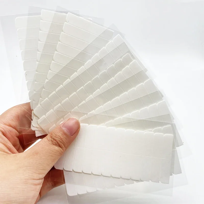 120 tabs/lots 10 sheets 0.8cm*4cm No shine white adhesive tape waterproof tape for tape hair extensiontape in hair extensions