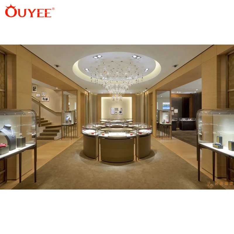 Customized-Interior Design Ideas Jewellery Showcase Mirror Jewelry Display Cabinet Shop Decoration