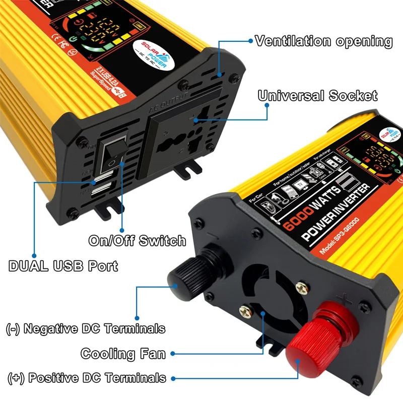 Imagem -03 - Sistema Painel Solar com Inversor Senoidal Modificado Kit de Geração de Energia Controlador de Carga 30a 6000w 12v 110v 220v 50w