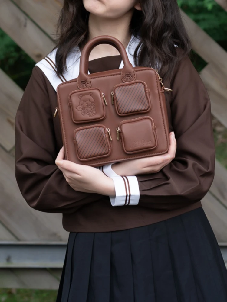 

JK Diagonal Lolita Shoulder Bag Teengae Girls Japanese Chocolate Design Kawaii PU Hand Bags Cartoon Crossbody Bag Bolso Сумка