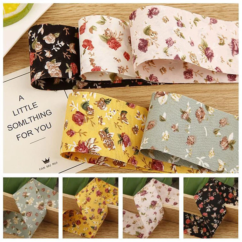 

5yards 25/38MM Double-Side Flower Rose Printed Ribbon for Clothing Sewing Supplies DIY Hair Bows Hat Decor Craft Accessories