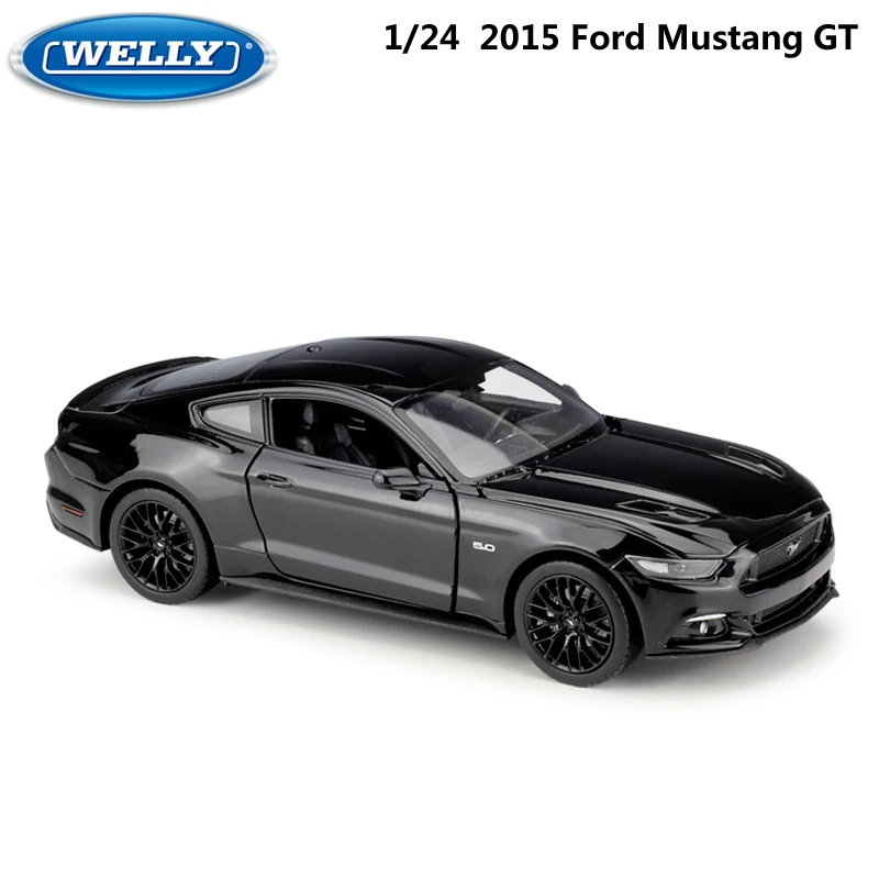 

WELLY Diecast Vehicle 1:24 Scale 2015 Ford Mustang GT Classic Model Car Metal Sports Car Alloy Toy Car For Kid Gifts Collection