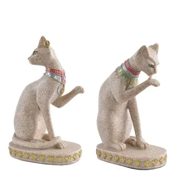 

1PC Statue Natural Sandstone Statue Egyptian Cat God Figurine Craft Sandstone Decoration Home Decor Christmas Gift 3