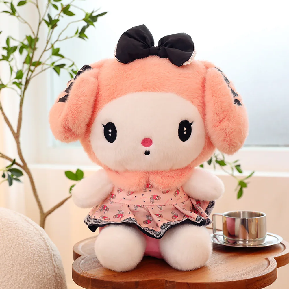 Nuovo banchetto Kuromi peluche simpatico fiocco melodia bambola cuscino regalo di compleanno per bambini