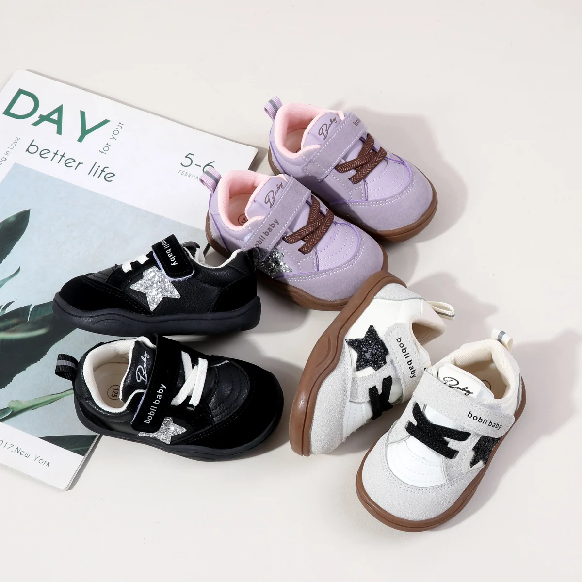 

Spring And Autumn Baby Boys And Girls First Walkers Non-slip Comfortable PVC Sole With Star Design For 0-2 Years Old