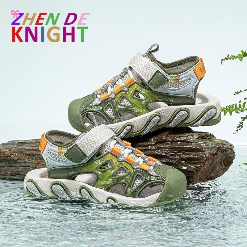 

Boys Fashion Sandals Breathable Beach Shoes for Kids Hook&loop Thick Bottom Comfort Walking Shoes Children Sandals