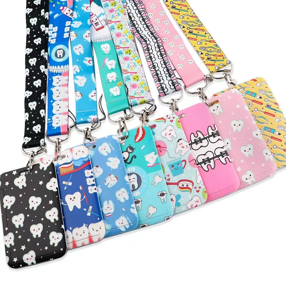 Cute Dental Lanyard ID Bus Card Bank Card Student Card Certificate Set Lanyard Male Female Dentist Work Permit Card Set gifts