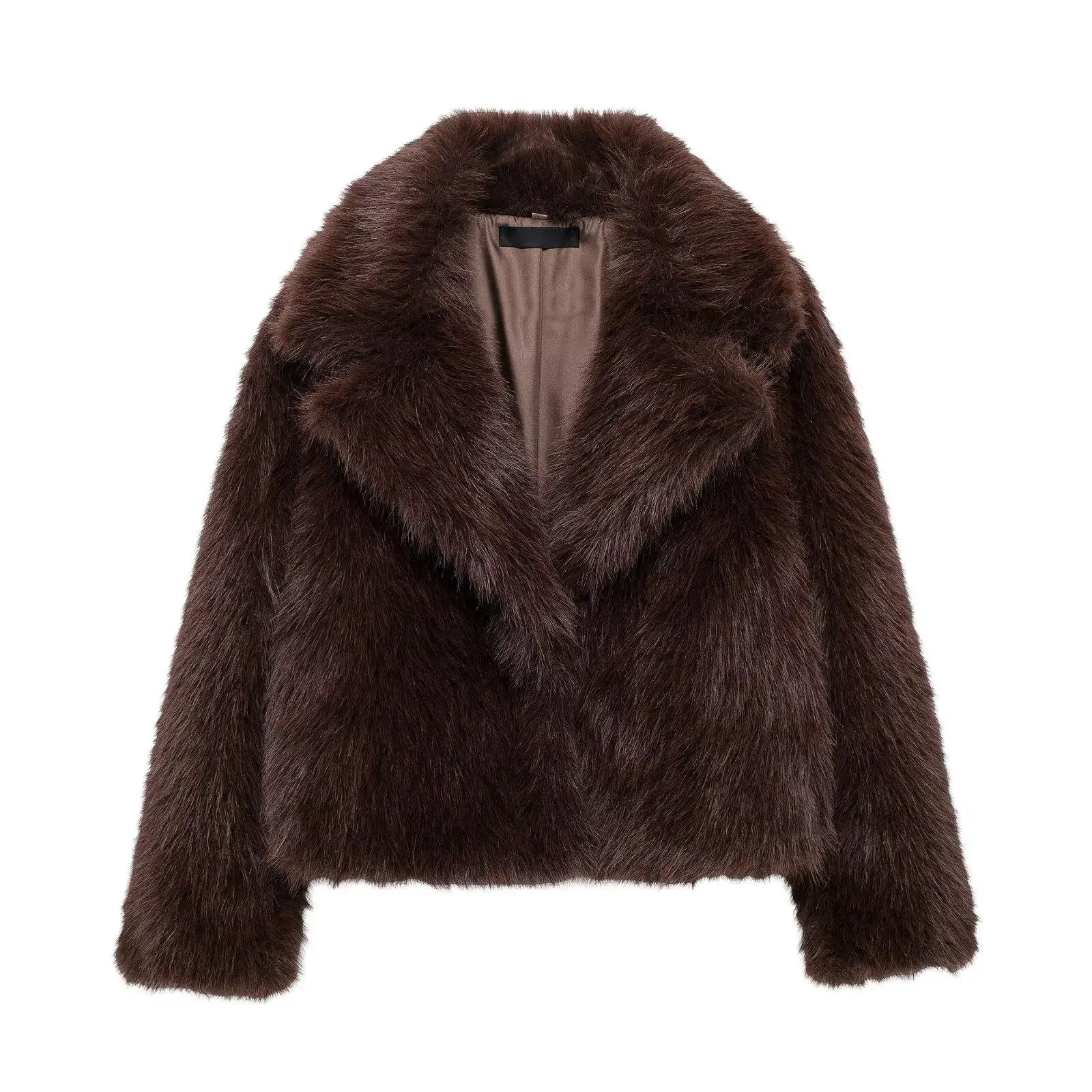 Herbst Winter Neue frauen Faionable Kragen Lange Sve Künstliche Pelz Effekt Jaet Mantel Vielseitig ket Detail Regular Fit