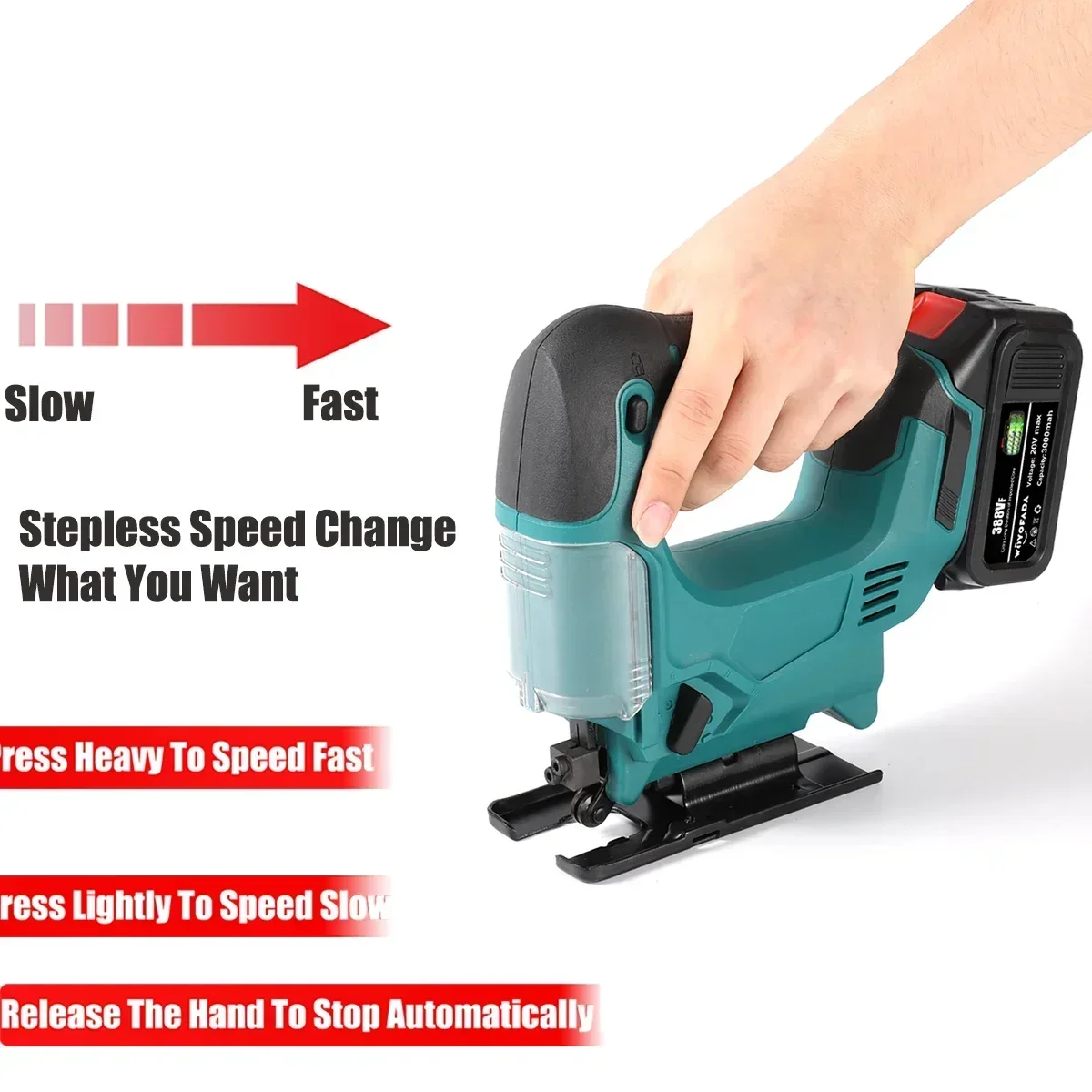 18-20V 65mm 2900RPM Cordless Jigsaw Electric Jig Saw Portable Multi-Function Woodworking Power Tool for Makita 18V Battery