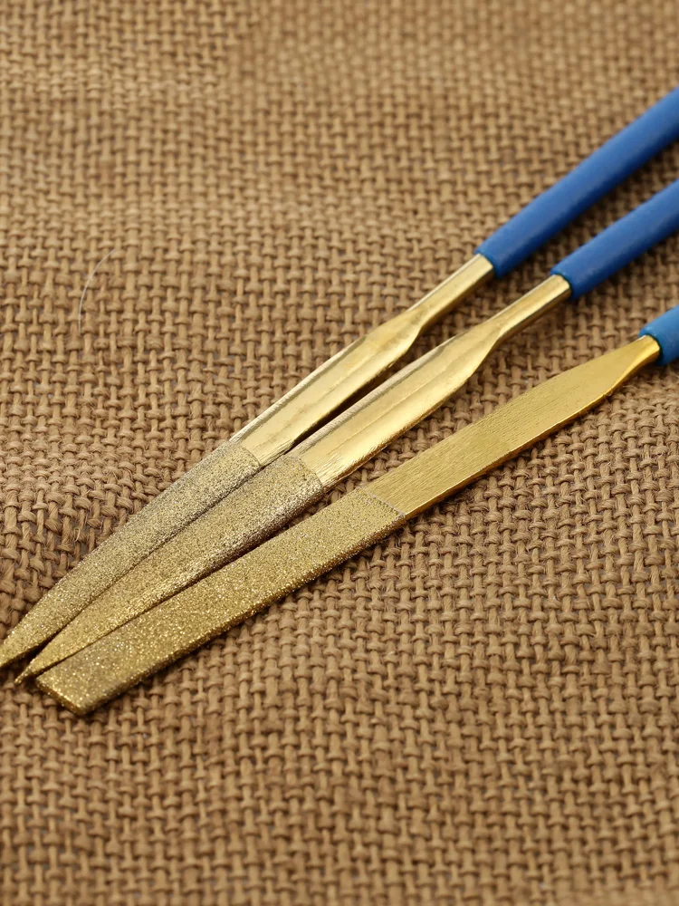 Diamond Coated Hand File Triangle Flat Knife Style 1-5Pcs 3x140 4x160 5x180mm For Stone Glass Metal Carving Craft Work Polishing