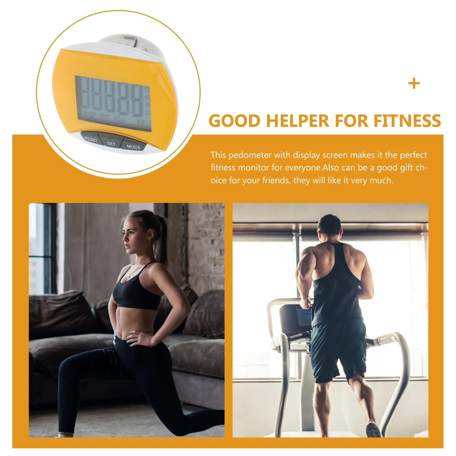 

Running Pedometer Clip on Waist Accurate Step Counting Premium ABS Material Durable Safe Large LCD Display Fitness Monitor