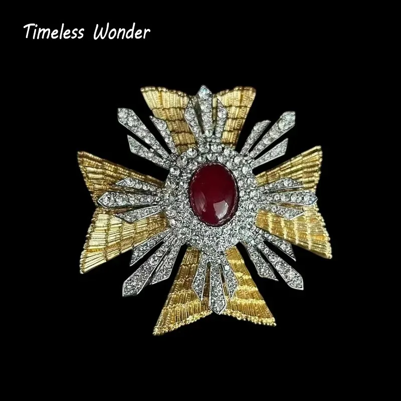 

Timeless Wonder Fancy Crystal Zircon Glass Geo Brooch Pins for Women Designer Jewelry Top Vintage Gift Trendy Rare Art Deco 5283