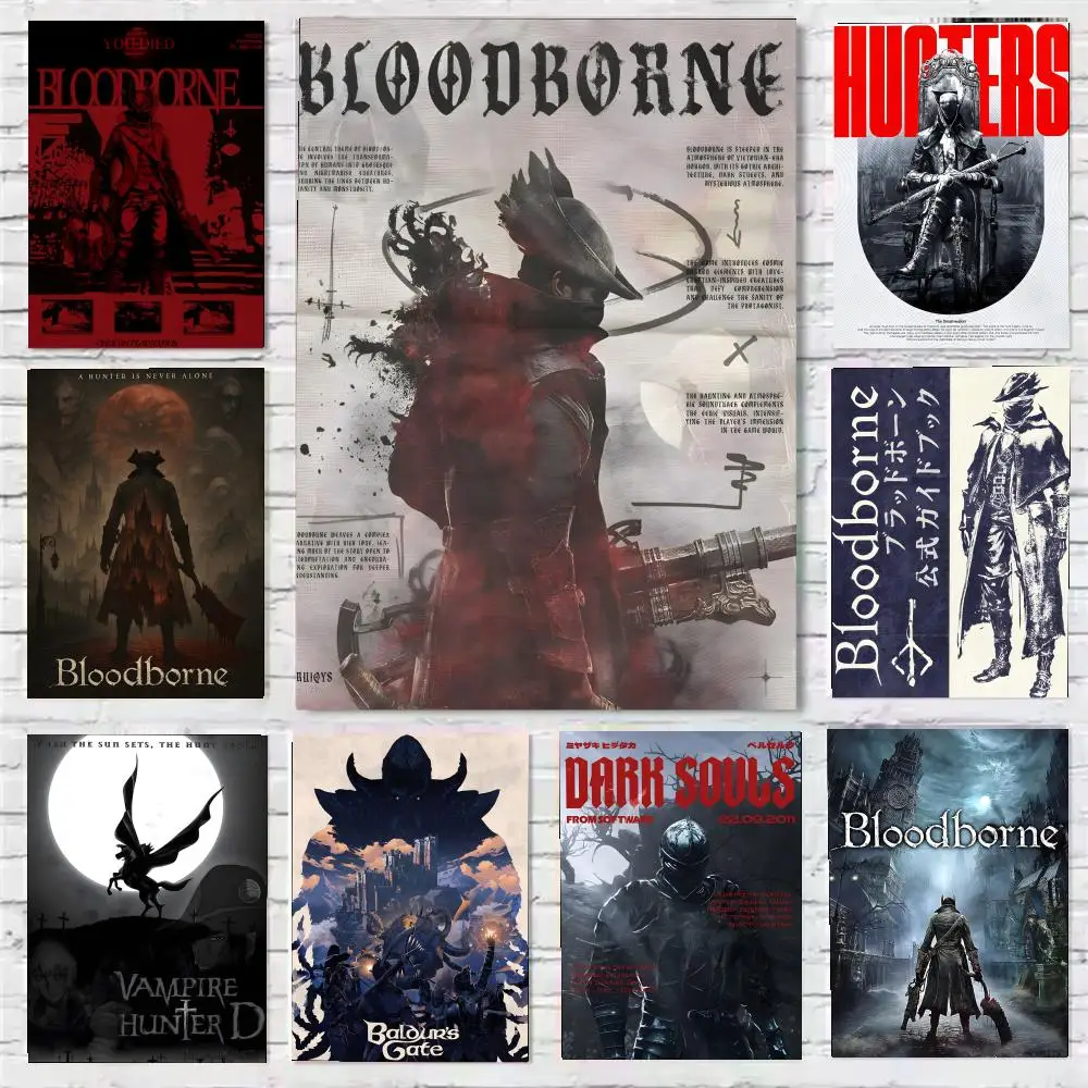 Poster Sticky HD Quality Wall Art Retro  For Home Room Wall Decor B-BloodborneS