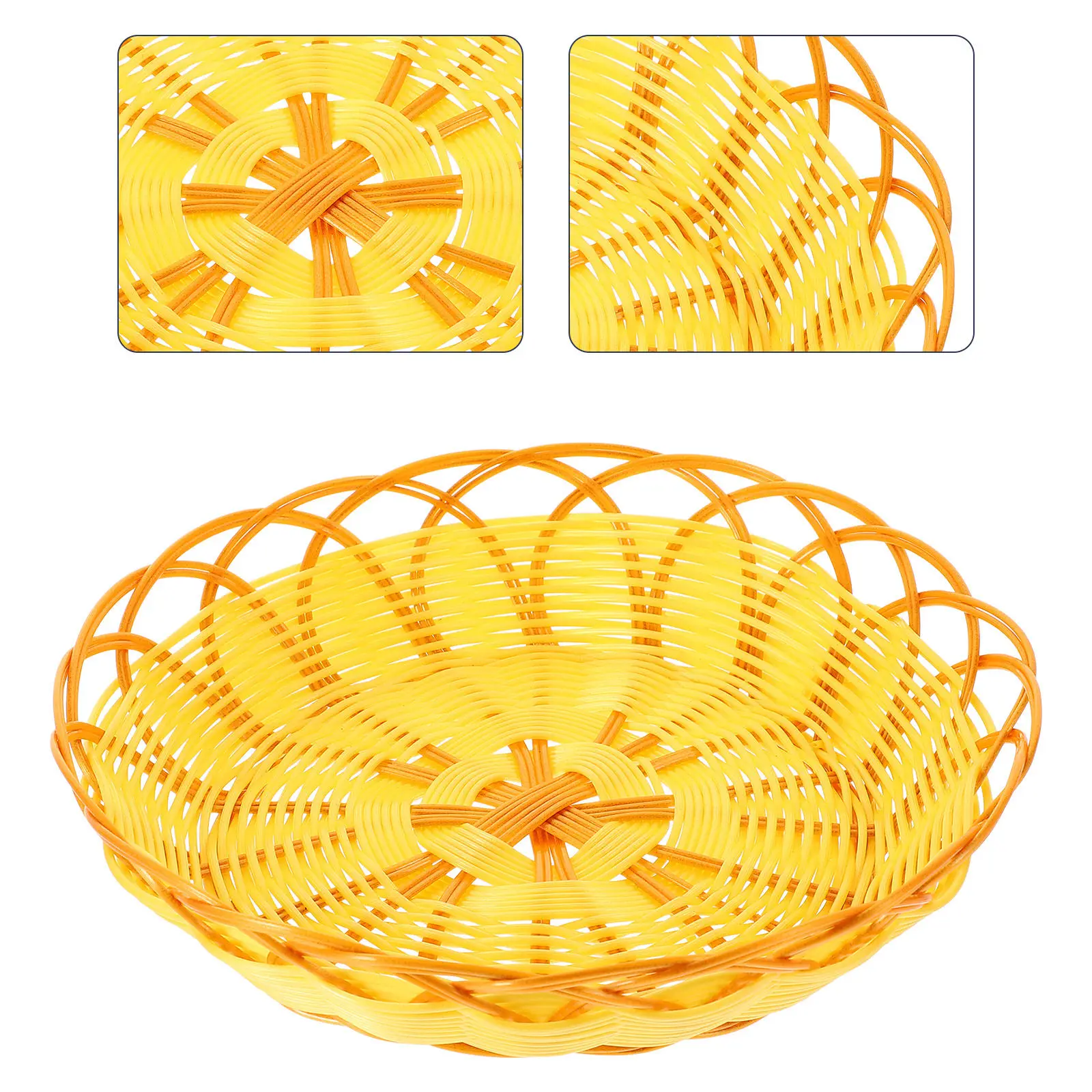 1Pcs Premium Simulation Rattan Woven Basket for Bread Snacks Vegetables Fruits Storage Desktop Organizer Home Kitchen Living