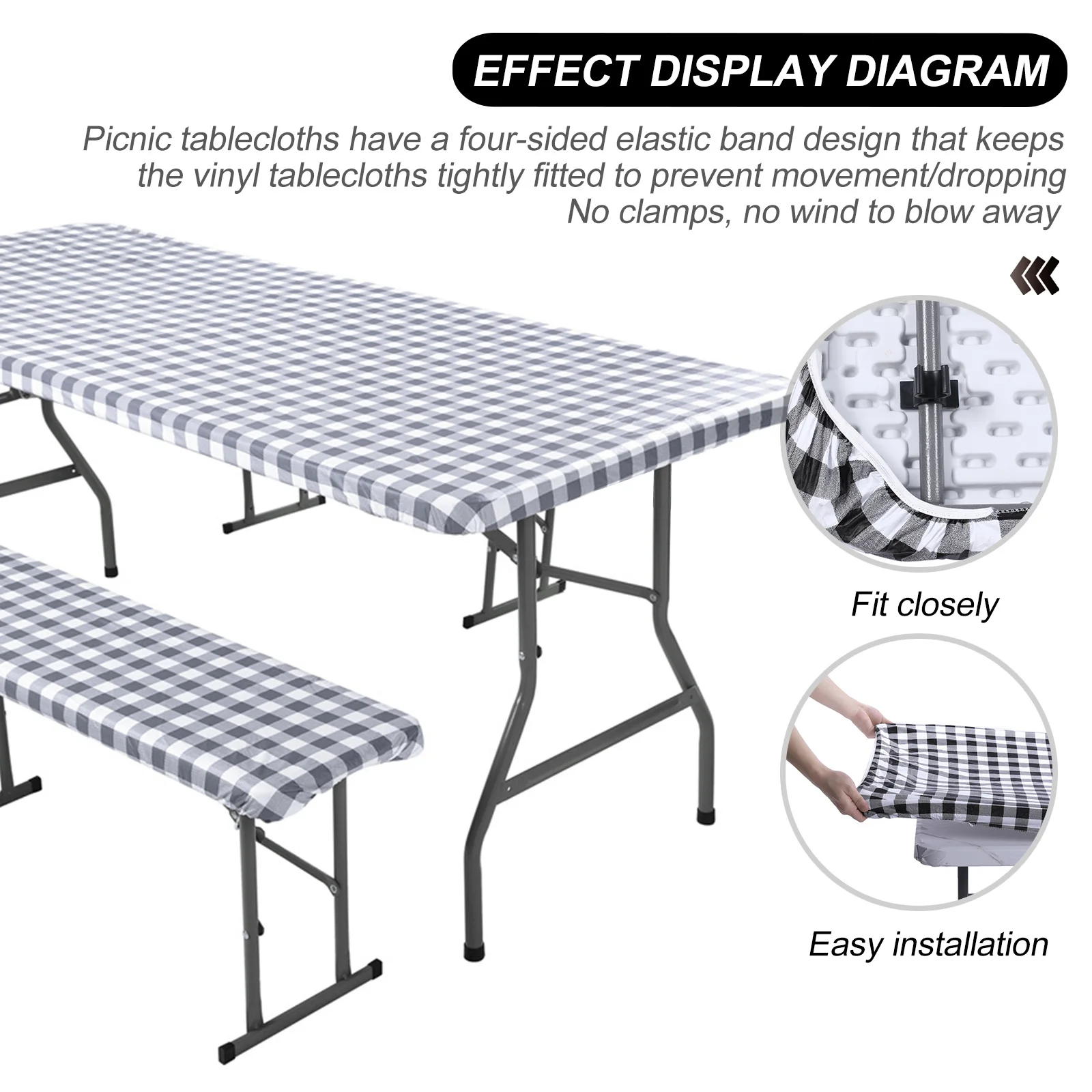 

1Set Outdoor Waterproof Table Cover Flannel Stretch Elastic Table and Chair Protector Picnic Tablecloth Camping Supplies
