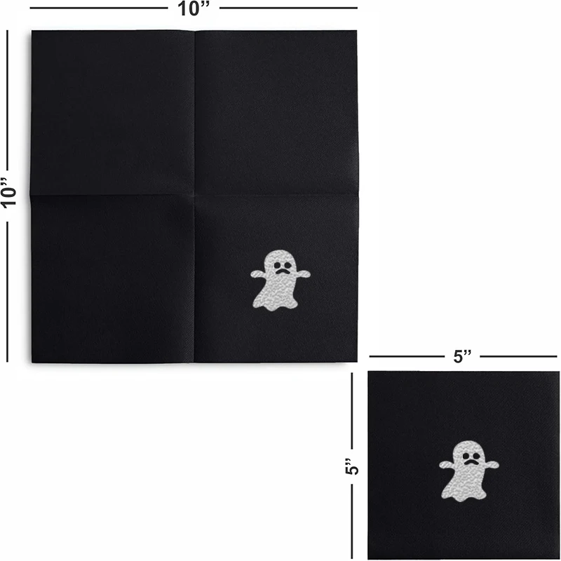 50Pcs 25×25CM 3-layer napkin Silver and Black Funny holiday universal Halloween