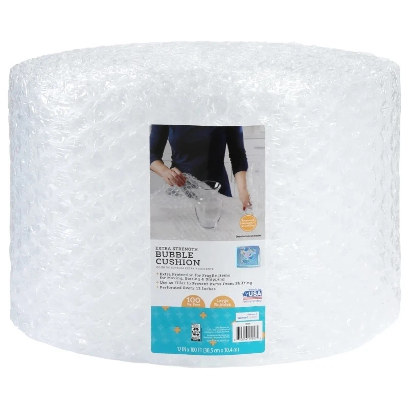 

12 in. x 100 ft. Large Bubble Cushion, Clear, Plastic, 1 Roll