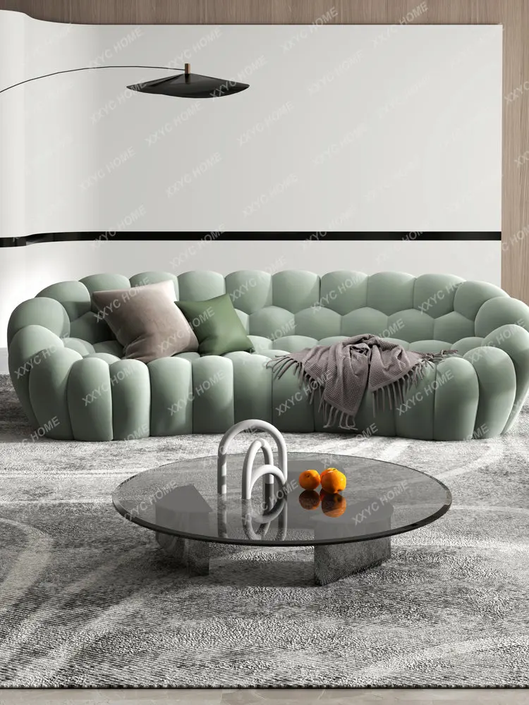 

Tempered Glass Coffee Table Italian Style Simple Home Small Apartment Living Room Suspension round Tea Table