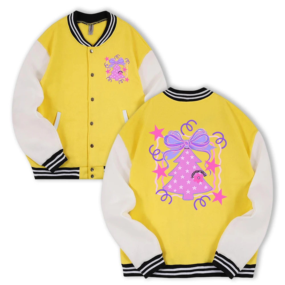 

Рождественская елка для рождественского узора, мужское бейсбольное пальто, американские свободные куртки, флисовая осенняя уличная одежда, повседневный топ унисекс в стиле хип-хоп