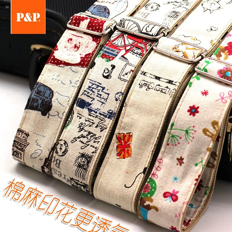 Printed Cotton Guitar Strap, Hemp Material, Breathable and Comfortable, Double Layer, 2023, New