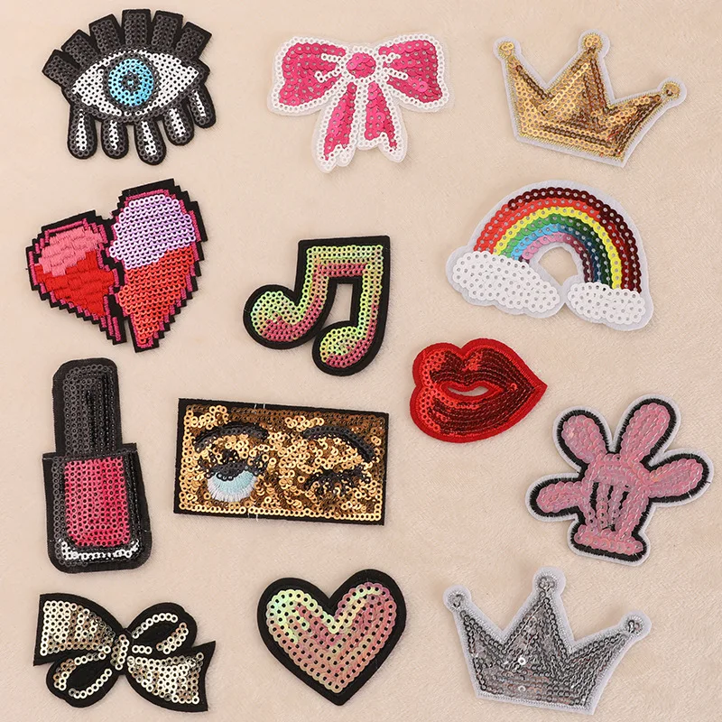 Embroidery Fashion Crown Patches Clothing Hats Bags Accessories  Sequins Patches for Dresses Appliques Iron Emblem