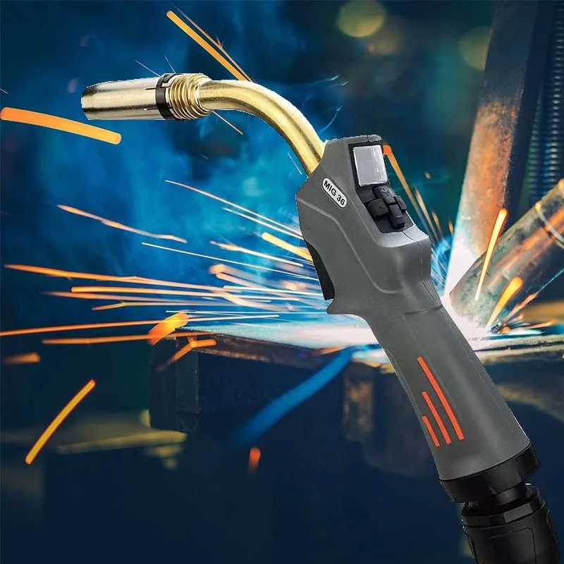 Newest Design MB36 LED Light HD Digital Screen MIG Gun European Connector Gas Cooled MIG Welding Torch