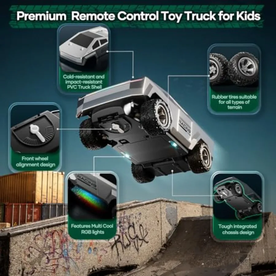 Remote Control Car RC Trucks - 2WD RC Truck Toy RC Cars for All Terrain, 1/24 Scale Pick-up Hobby Monster Truck Toys 2.4GHz Off