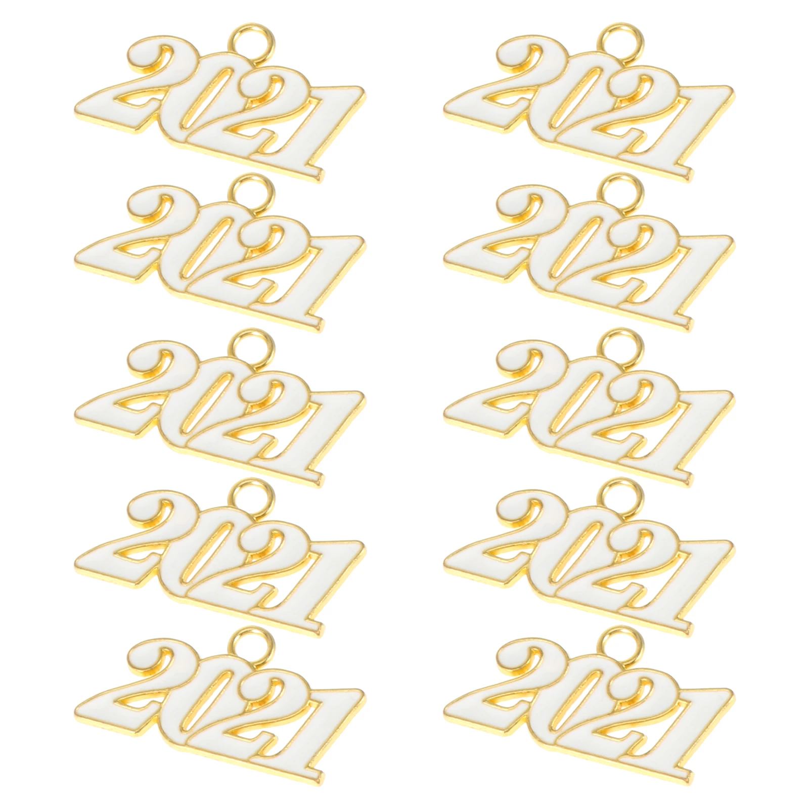 

10pcs 2021 Year Pendant Number naments Charms Craft Jewelry Accessories Durable Practical Long Term Use Party Decor