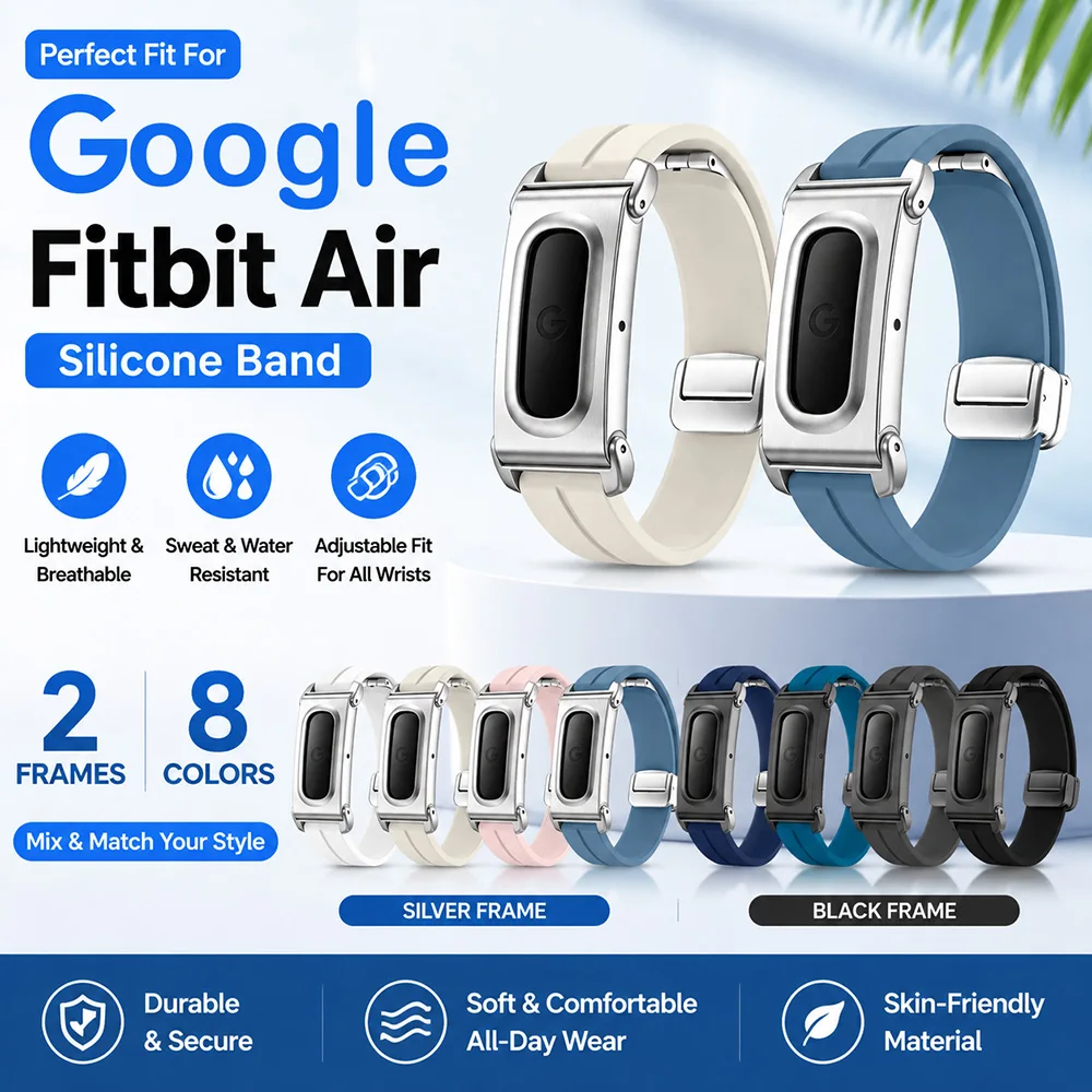 14 mm Silikon-Uhrenarmband für Google Fitbit Air, Unisex, bequem zu tragen, Silikon-Ersatz-Uhrenarmband für Google Fitbit Air