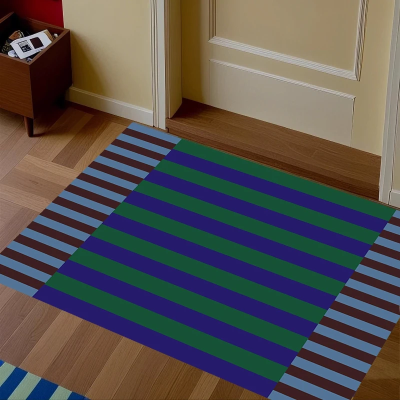 

Vertical Stripes Contrast Color PVC Carpet Artistic Design Non-slip Wear-resistant Rugss Kitchen Waterproof and Oil-proof Carpet