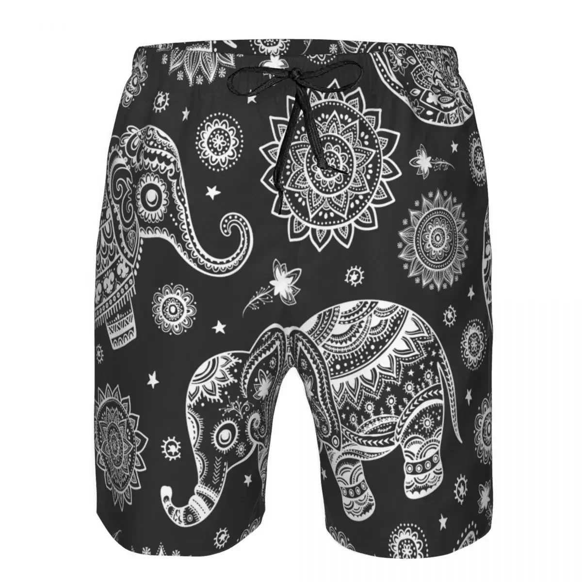 Men Beach Short Quick-drying Swimming Trunk Ethnic Elephant African Tribal Print Swimwear Swimsuit Bathing Shorts