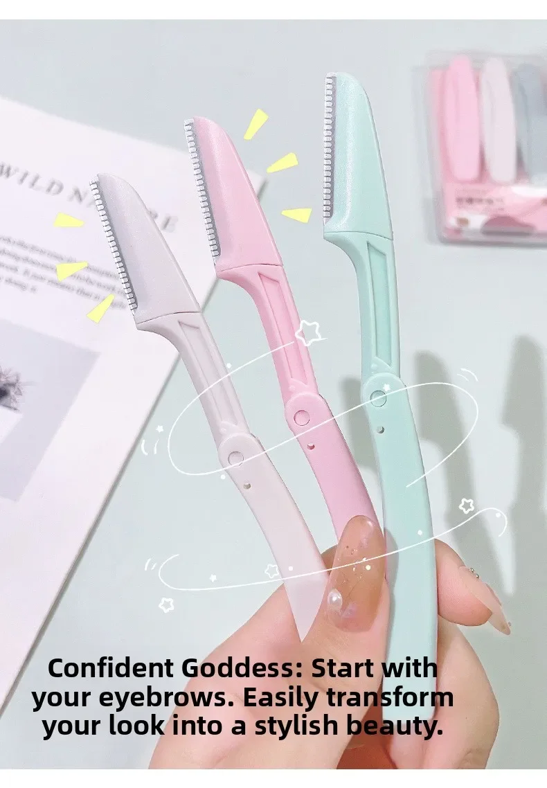 3 SZT. Przenośny Trymer do Brwi Bezpieczny Modelator Brwi Składany Trymer do Brwi Ostrze do Golenia Narzędzia do Makijażu dla Kobiet