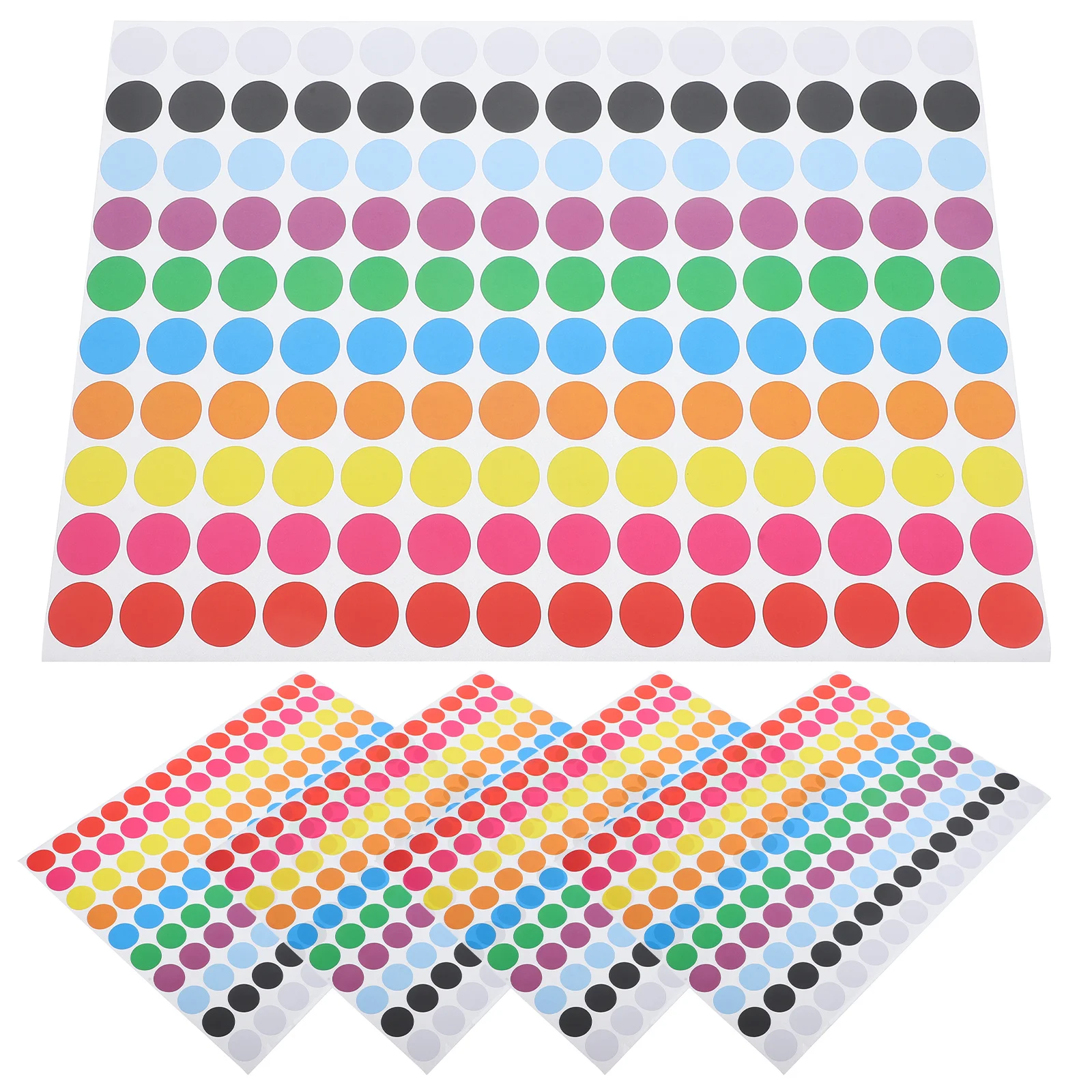 

5 Sheets Self-Adhesive Dot Stickers Colorful Round Label for Organization Coding Marking Storage Jars Files Boxes Crafts