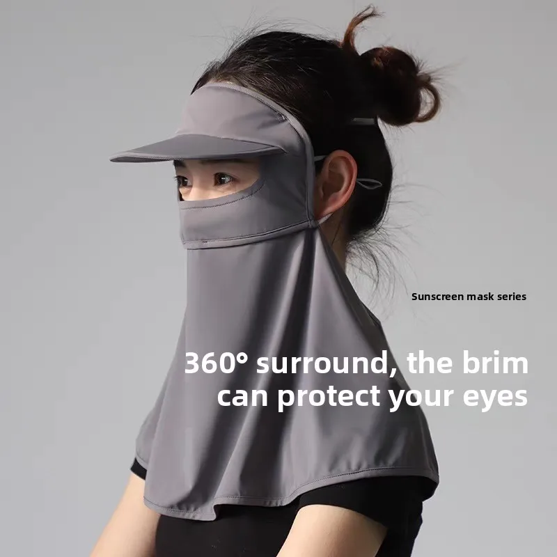 

Summer Cycling Hat Brim Strap New Mask for Women Outdoor Sun Protection UV Protection IceSilk Mask NeckProtection Sun Protection
