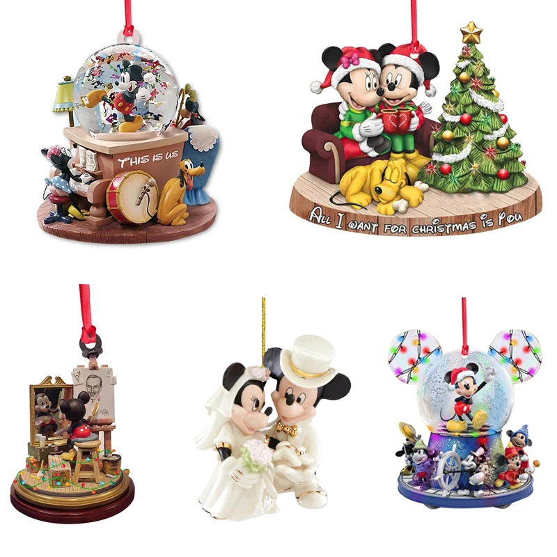 5 قطعة زخرفة عيد الميلاد 2d طائرة لطيف ميكي ماوس شجرة عيد الميلاد الديكور شنقا ديكور المنزل حفلة الاطفال هدية الكريسماس اللعب