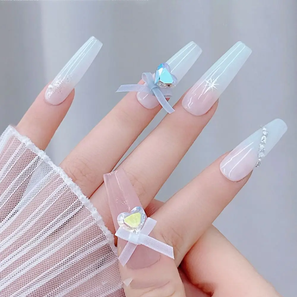 10 stücke mehrfarbige Organza Bogen Nail Art Dekoration 3d sanfte reine Bogen Nägel Zubehör Mesh Bowknot Designer einfarbig