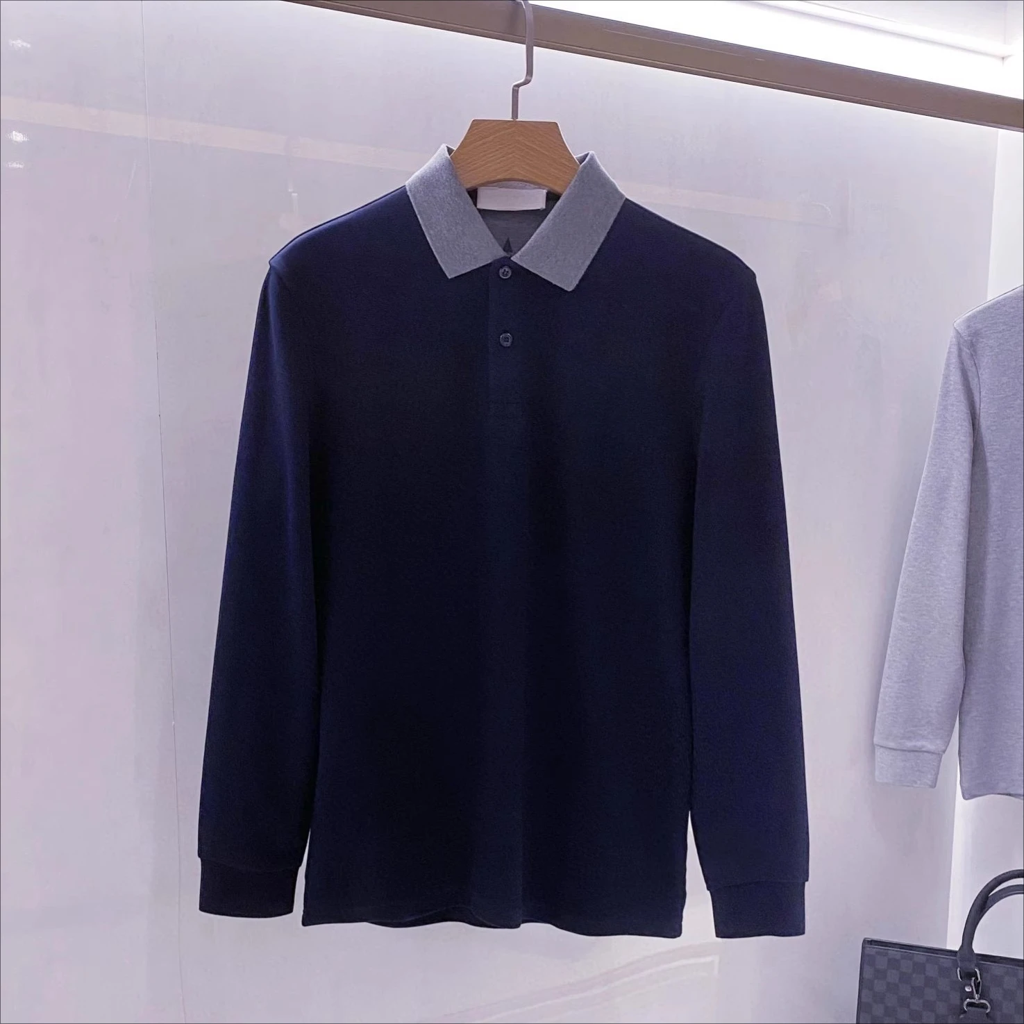 

BC Italy 25aw long-staple cotton contrasting color lapel casual long-sleeved Polo shirt