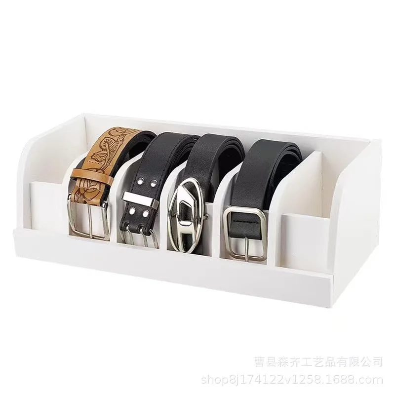 

6-Grids Natural Bamboo Belt Organizer Closet Belt Storage Rack Save Space Multipurpose Drawer Tie Purse Storage Displayer Holder