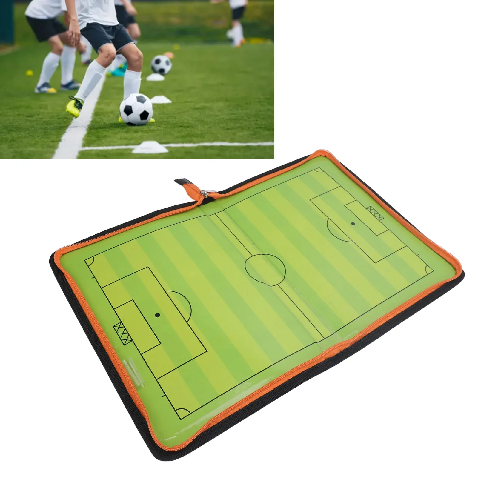 Soccer Coaching Board Dry Erase Magnetic Zipper Closure Foldable Football Coach Board with Pen Marker for Coaches