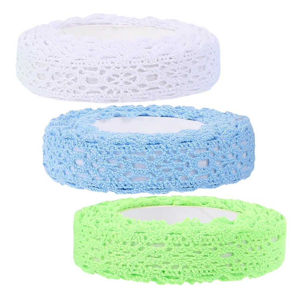 

3 Rolls Adhesive Lace Tapes Fabric Decorative H Crafting Decorative Tapes Scrapbook Photo Frame Gifts Packaging