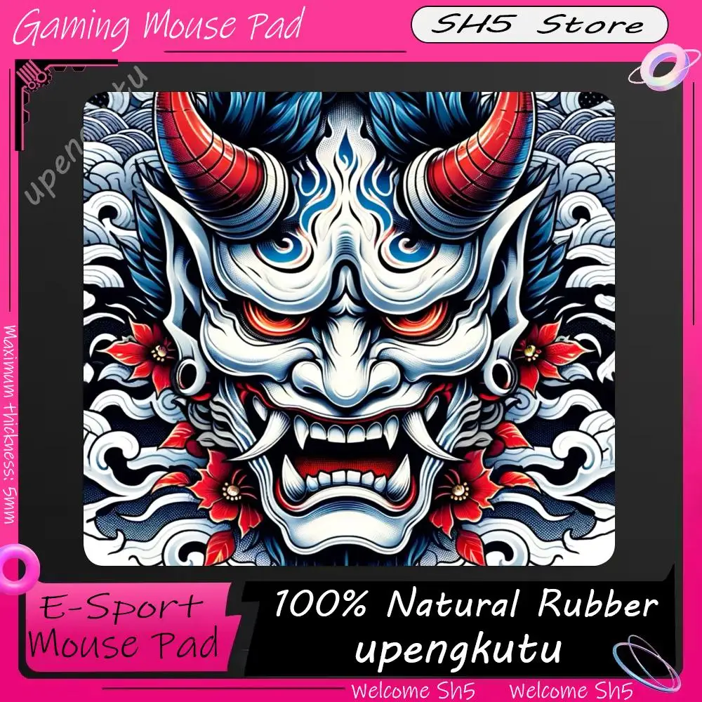 Gaming Mouse Pad Japanese Samurai Mask Game Professional E-Sports Mousepad Gamer Ultrafine Surface Laptop Desk Mat XL 450x400mm