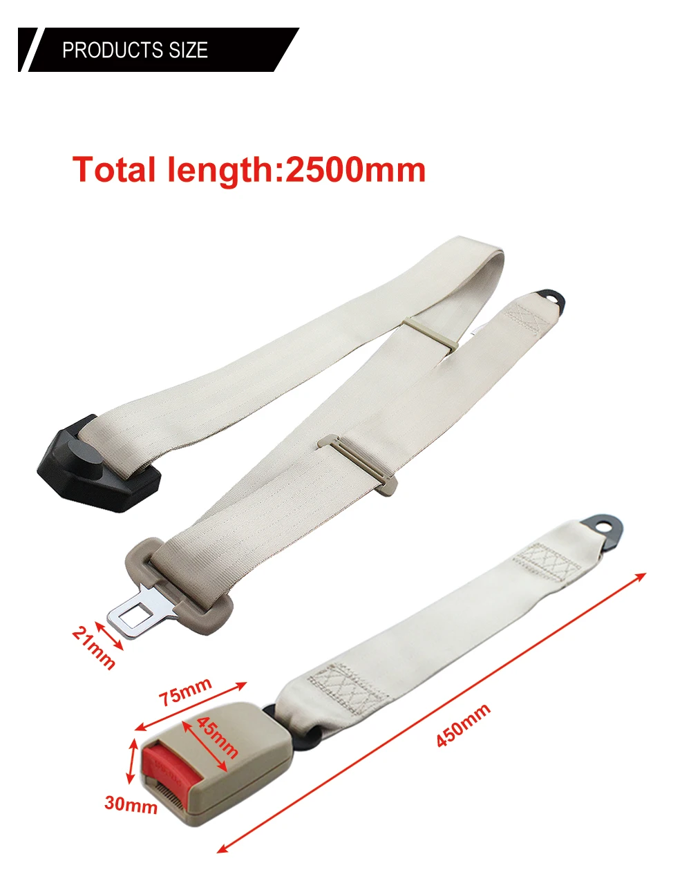 

Car accessories Seat Belt Simple 3 Point Safety Belt Car Interior Non-Retractable Auto SeatBelt Adjustable Lap and Shoulder Belt