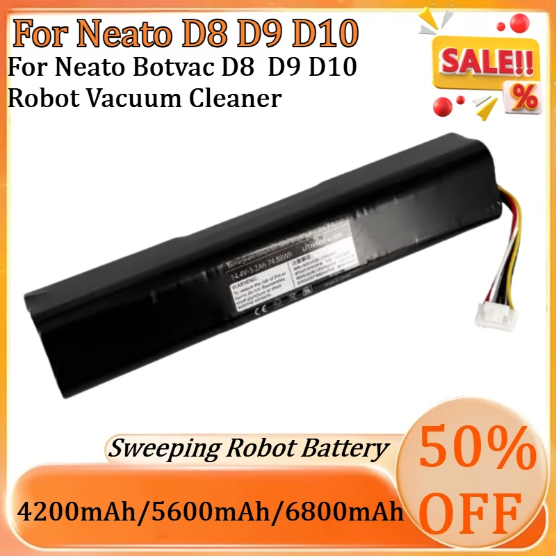 

New 14.4V 4200mAh/5600mAh/6800mAh High Quality Sweeping Robot Battery for Neato Botvac D8 D9 D10 Robot Vacuum Cleaner
