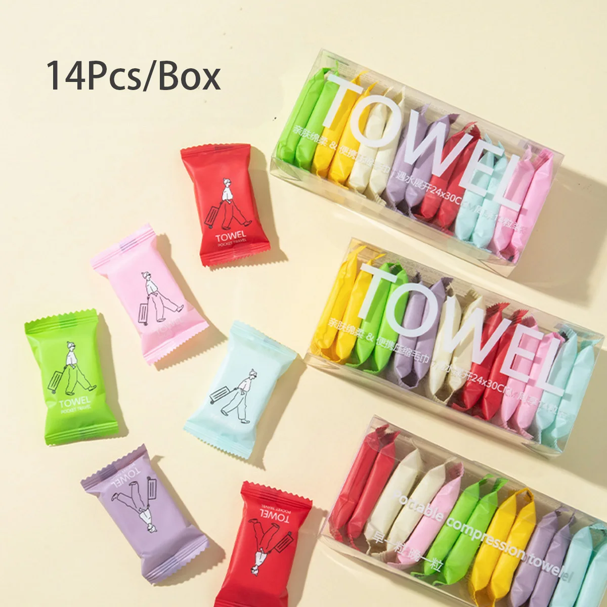 14Pcs Disposable Individually Packaged Compressed Towel Set Portable Compressed Disposable Face Towels Clean Face Travel