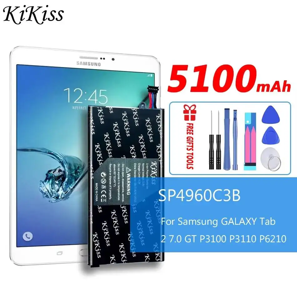 

Долговечная батарея SP4960C3B 5100 мАч для планшетов Samsung Galaxy Tab 2 7.0 GT P3100 P3110 P3113 P6200 P6210