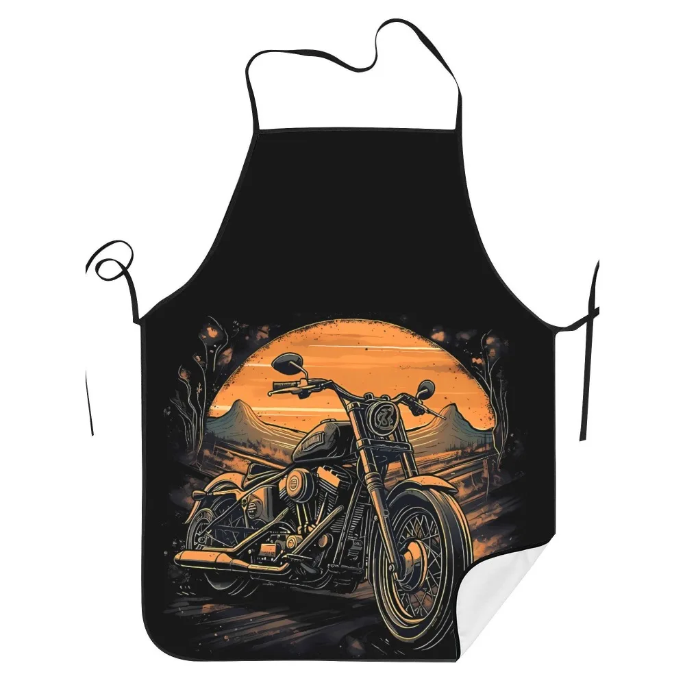 

Винтажный фартук в мотоциклетном стиле, водонепроницаемый, с принтом, для кухни, для мужчин и женщин, ретро-фартук для гриля и домашнего использования