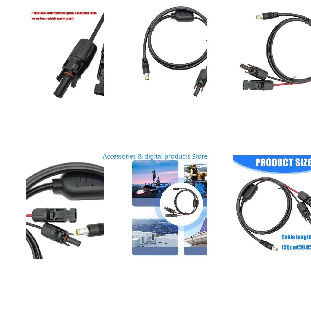 77JD Portable Solar Panel Charging Cable 4 To DC7909 Power Extension Cord 150cm