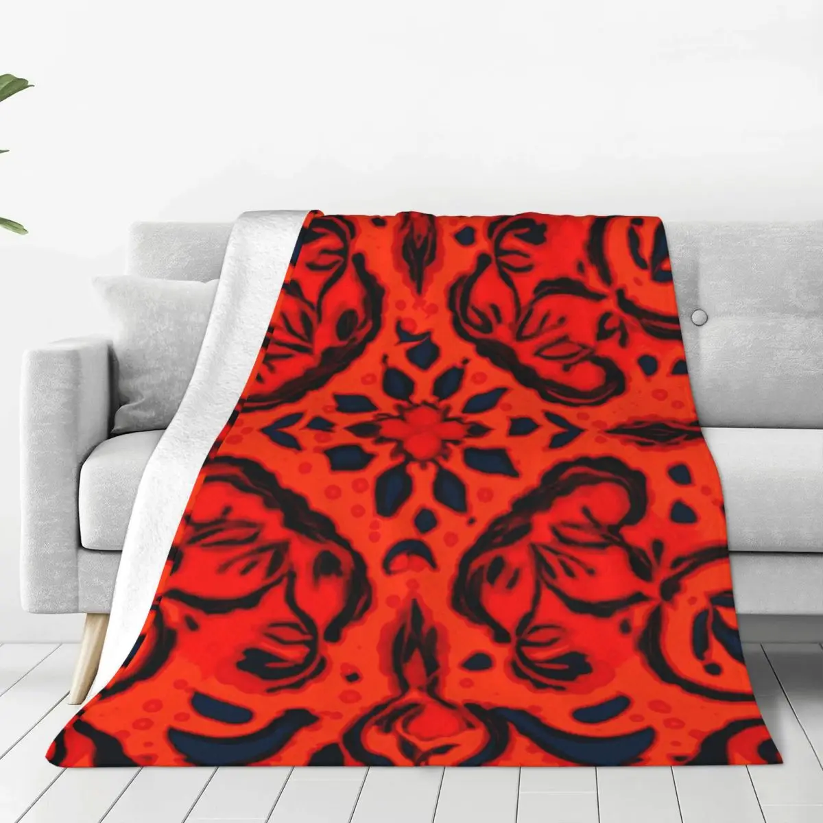 Red With Black Highlights Pattern Blankets Fleece Warm Sofa Throw Blankets For Couch Bedding Travel Throws Bedspread Quilt