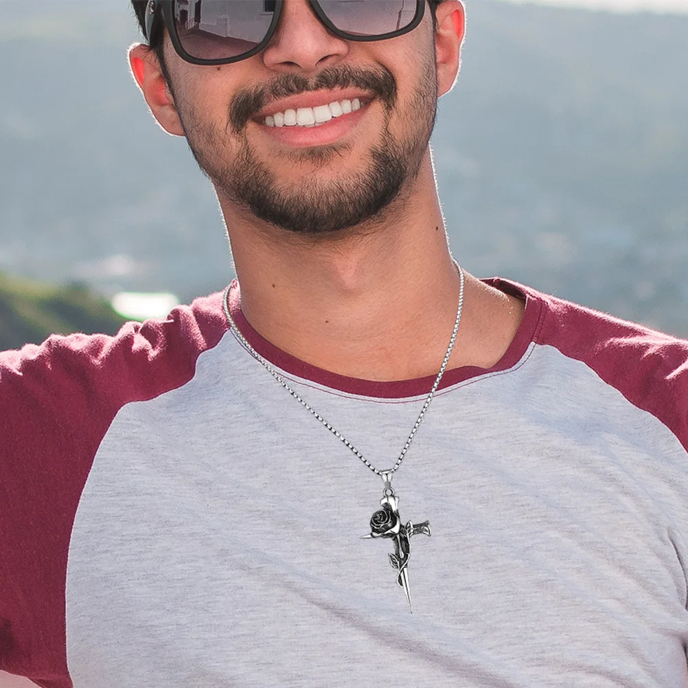 

Rose Cross Stainless Steel for Men Polished Smooth Surface Gothic Punk Chain Suitable for Daily Use